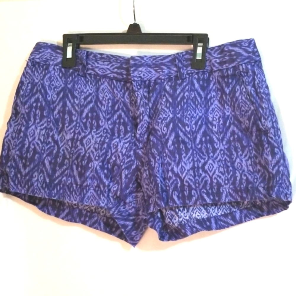 Cynthia Rowley Blue Patterned Linen Shorts Size 4